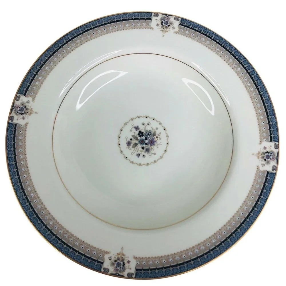 5‎ Mikasa Grande Ivory Tropez Rim Soup Bowls L5504 Japan 8 1/2” VTG Gray Floral